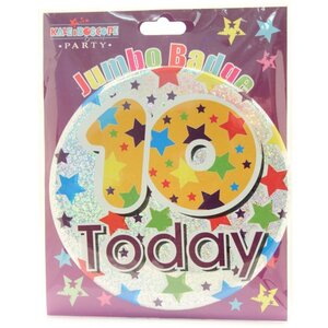 Jumbo 10 Today Unisex Birthday Badge Pack of 12