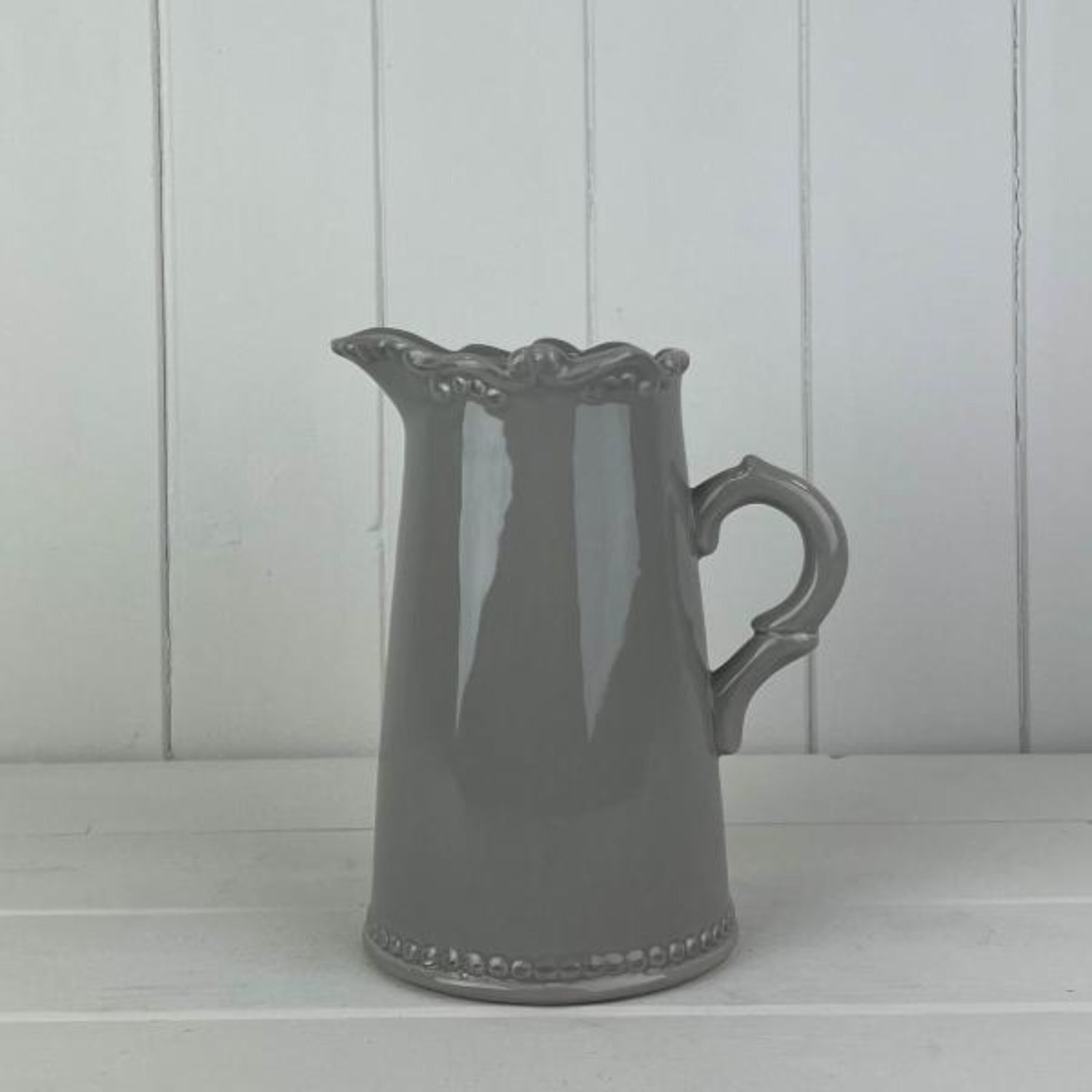  - Stylish Grey Jug With Decorative Rim - Image 3