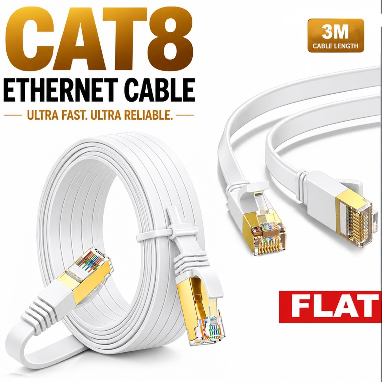 Atek Network Ethernet Cable - White / 3M