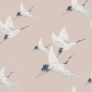 Sample of Soaring Cranes Wallpaper in Nude