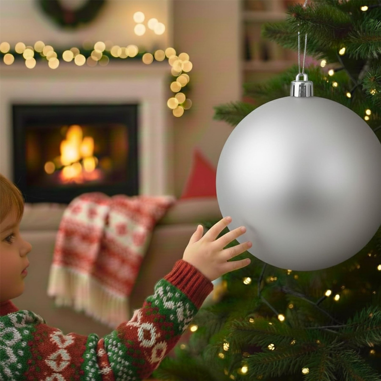 Shatchi 20Cm Silver Glossy Christmas Bauble - Silver / 1.0 / Matte Silver - Image 3