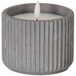 Natural Glow Grey Ribbed Medium LED Candle
