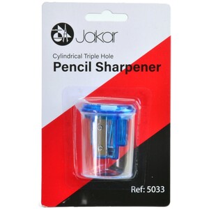 Cylindrical Triple Hole Pencil Sharpener - Blue