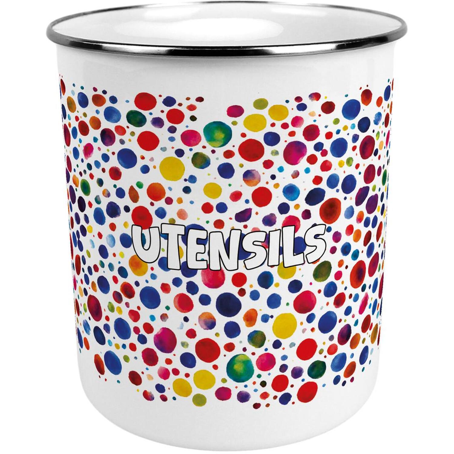 Paint Dots Kitchen Utensil Holder - Large Metal Utensil Storage Pot - Image 2