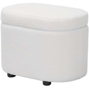 Modern Teddy Fleece Storage Ottoman with Legs