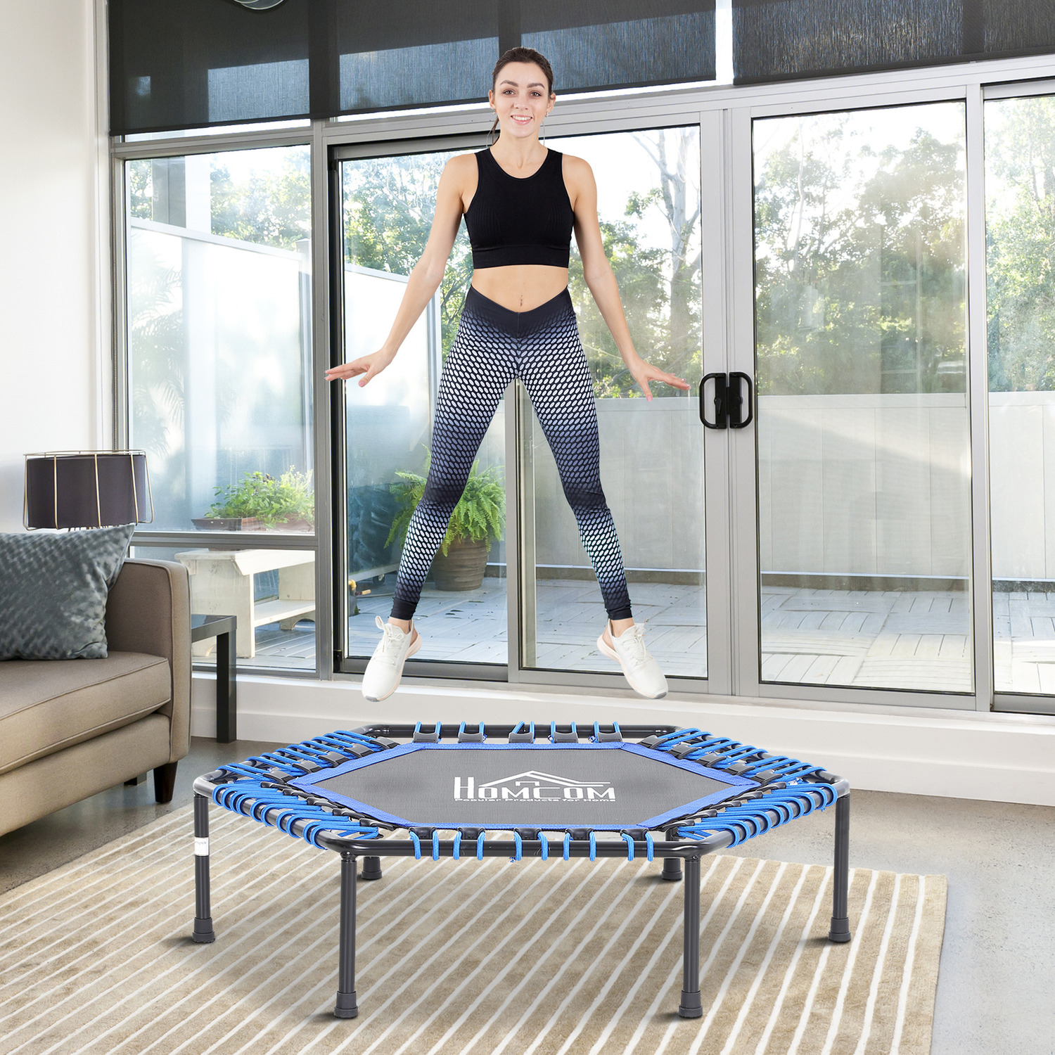 Image of Hexagon Trampoline Metal Bouncer - Blue