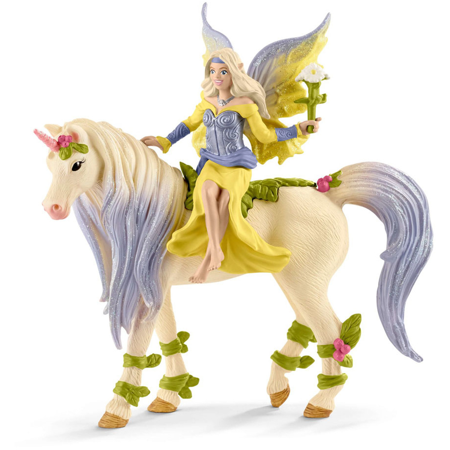 SCHLEICH Bayala Fairy Sera with Blossom Unicorn Toy Figure - Black