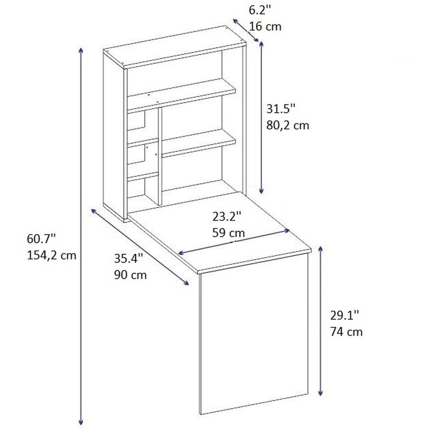 Sedir Computer Desk With Shelves - Anthracite