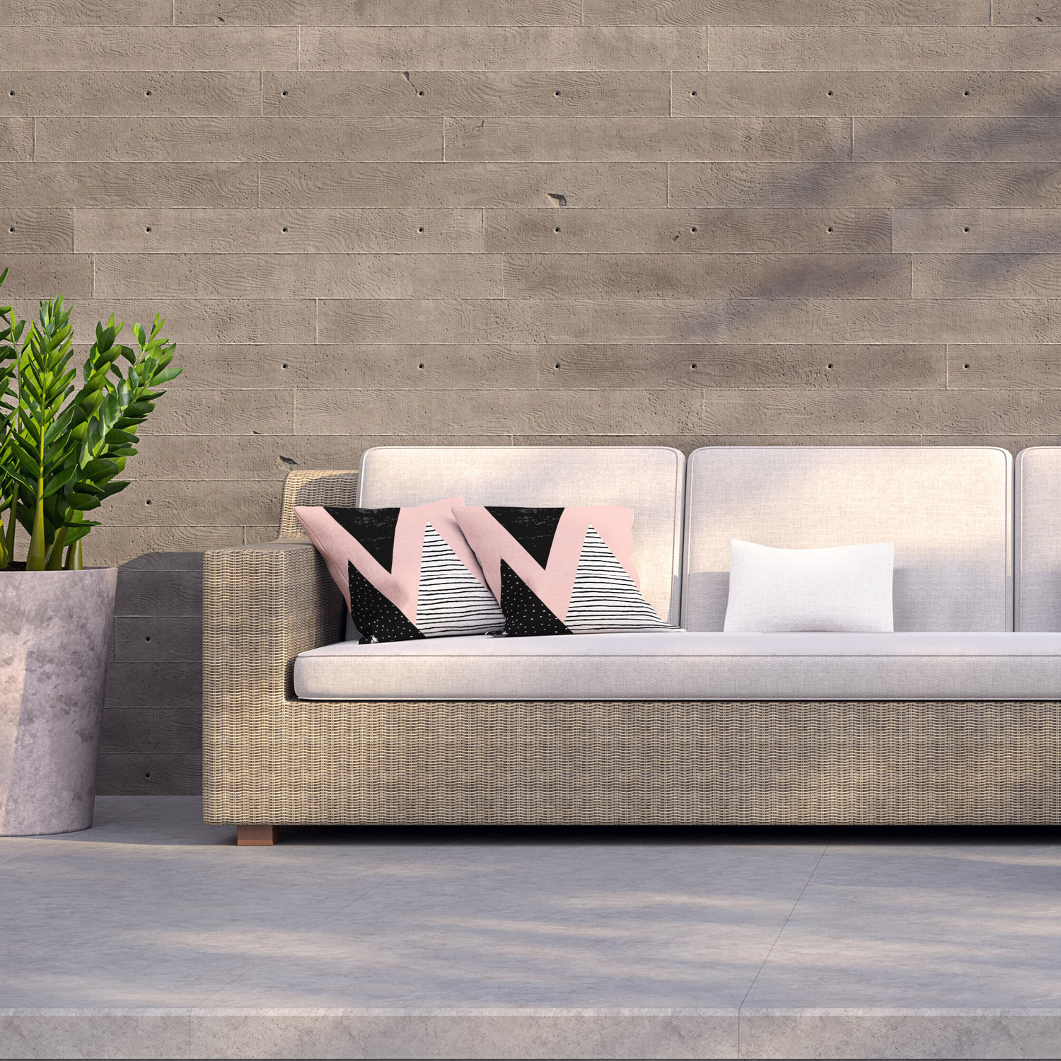 Geometric Triangles Outdoor Cushion - Pink / 60cm