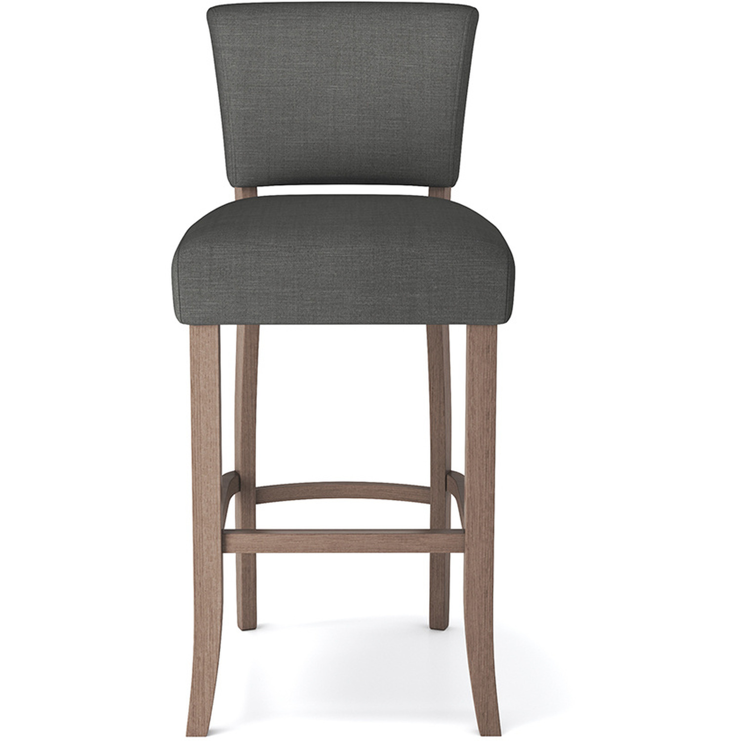 2 Set Linen Bar Stools Counter Dining Chair With Solid Wood Leg Footrest - Dark Grey