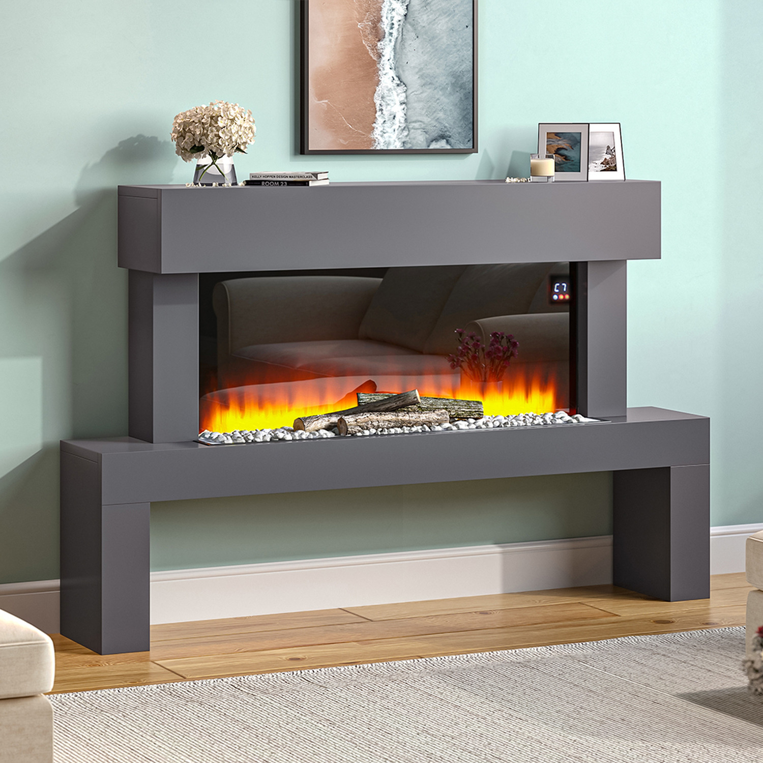 Freestanding Electric Fireplace with Stand