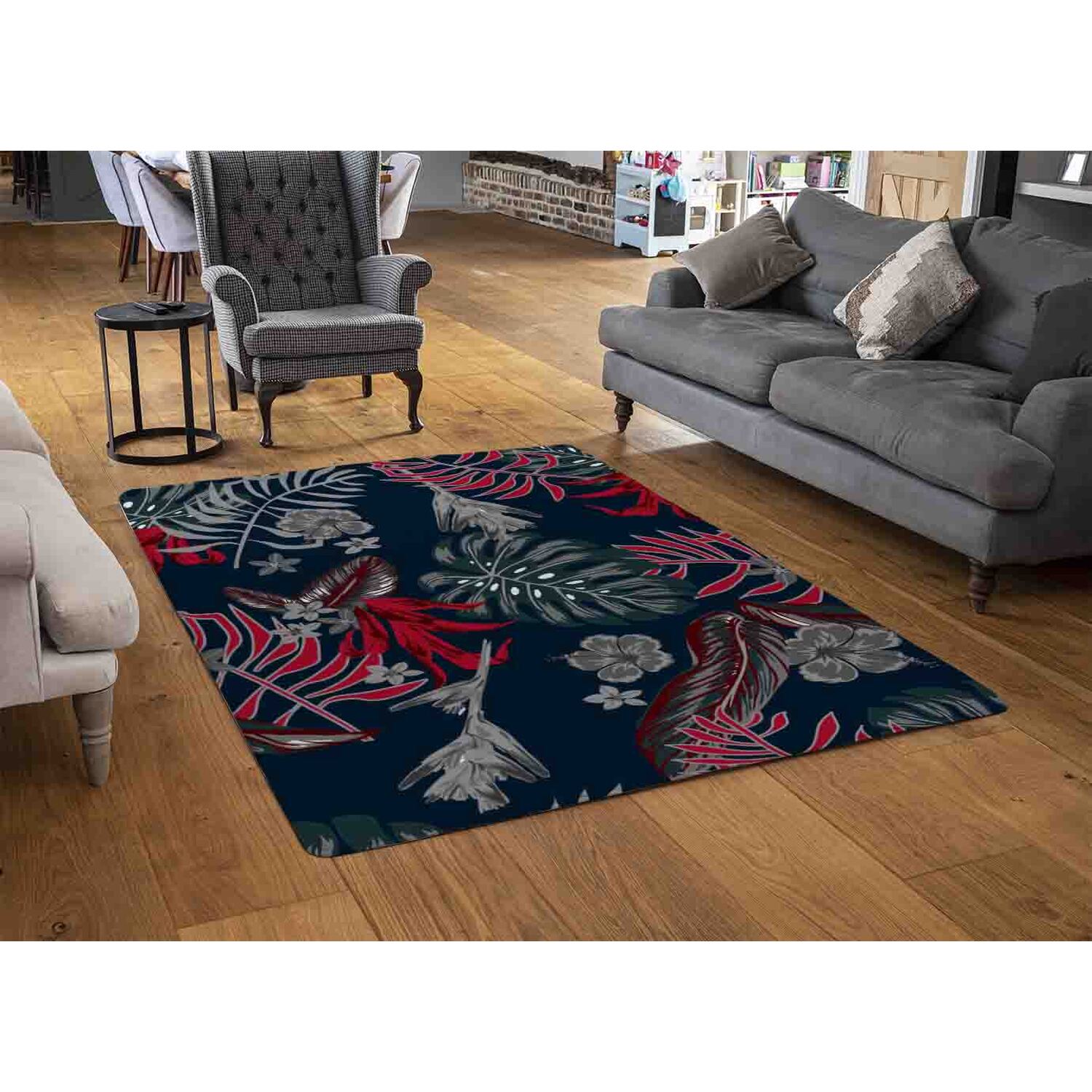 Leaves Of Tropical Plants Rug - Red / 150cm thumbnail