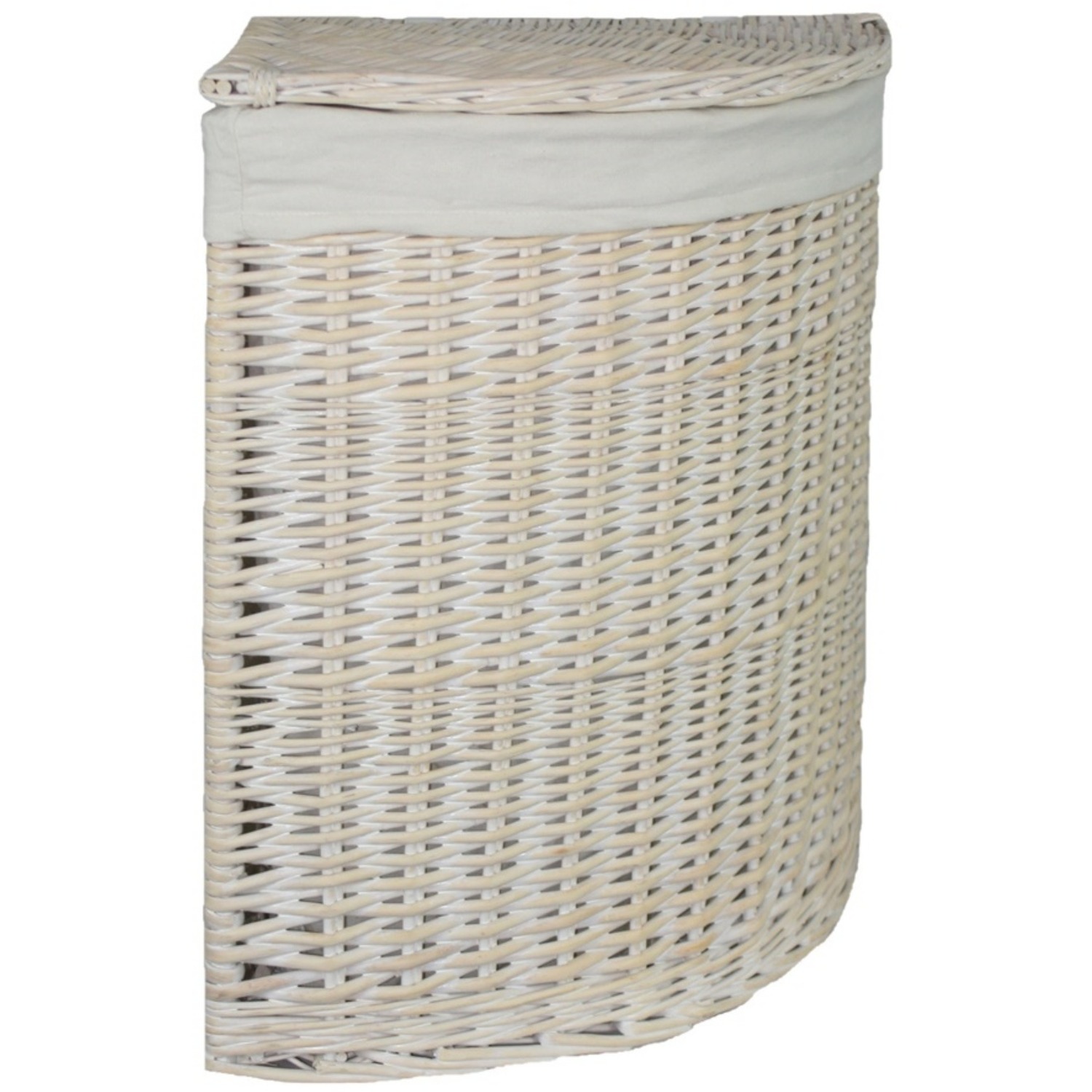 Red Hamper Whitewash Corner Laundry Basket With Off White Lining - Off White / 60Cm