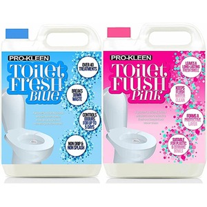 Pro-Kleen Toilet Fluid and Rinse Cleaner for Caravan - 5L Blue and 5L Pink