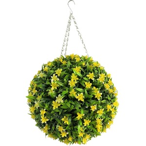 Best Artificial 38cm Yellow Lily Hanging Basket Flower Topiary Ball