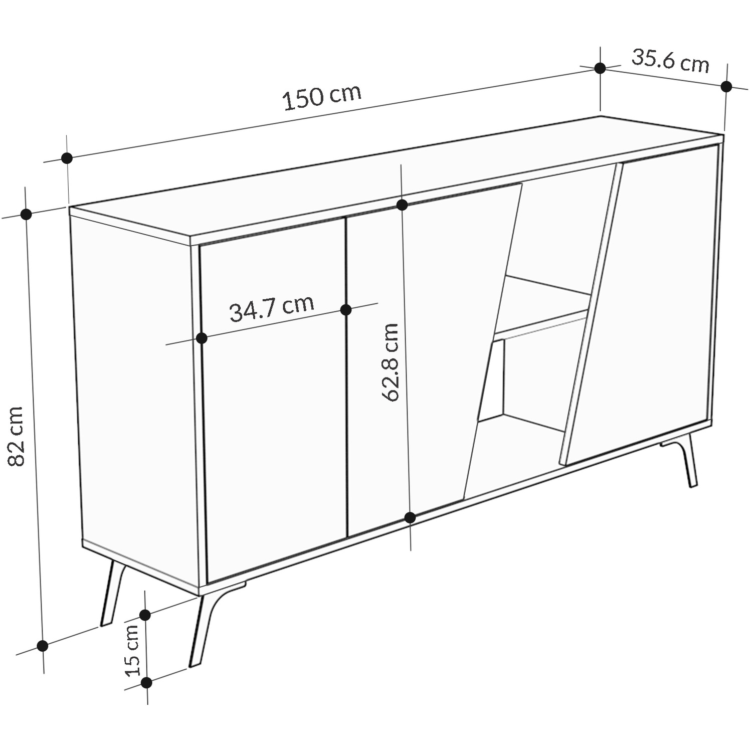 Fiona Sideboard Display Unit 150 - White