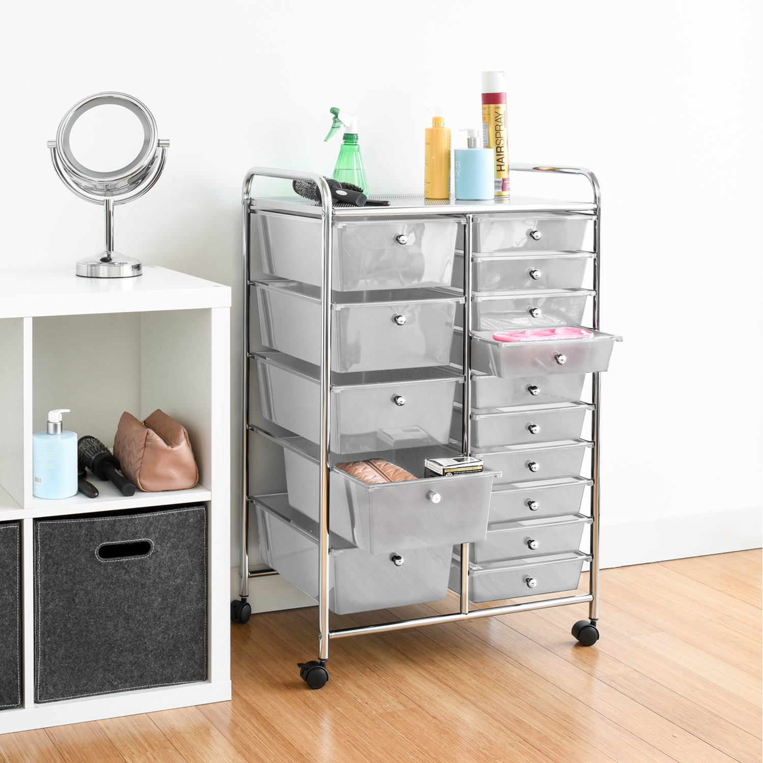 Drawer Storage Trolley On Wheels