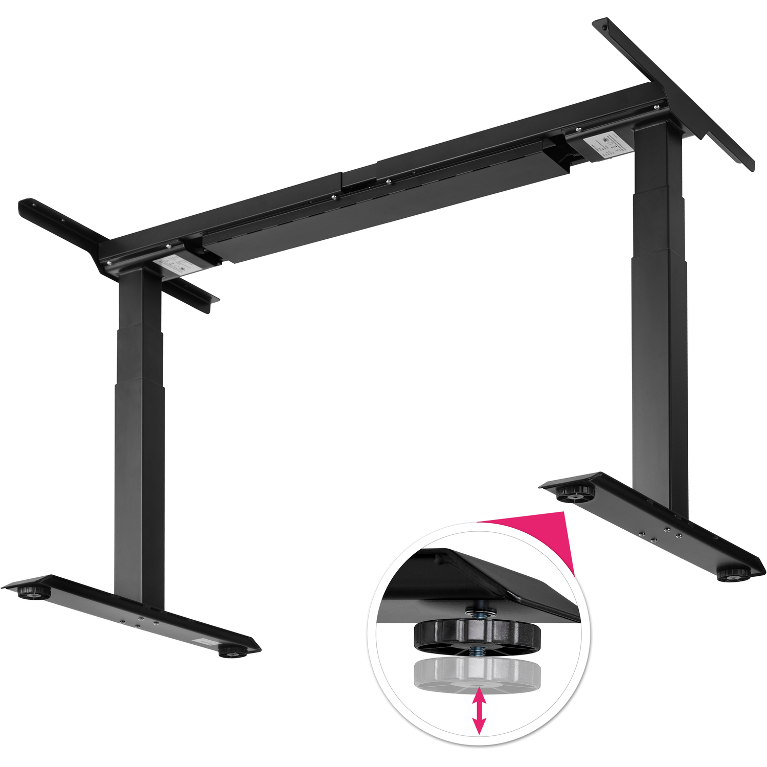 Motorised Standing Desk Frame With Memory Functions - Black 190cm
