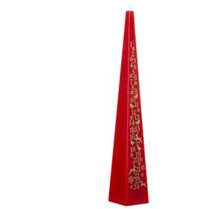 Red Tall Pyramid Christmas Advent Candle Countdown To Christmas 32.5cm x 5cm