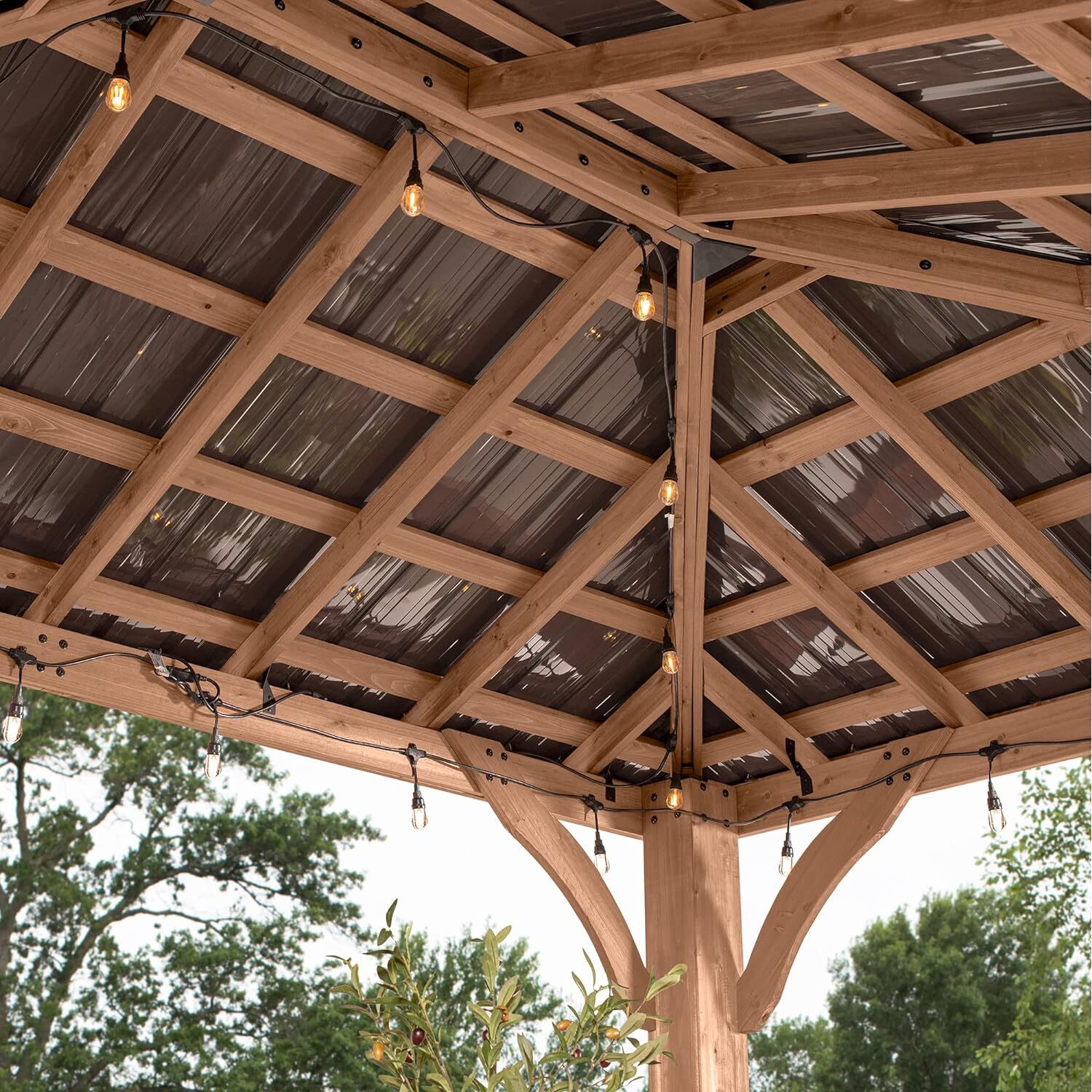 Backyard Discovery Barrington Cedar Wood Outdoor Patio Gazebo - Cedar Cedar Powder Coating Steel 16ft X 12ft