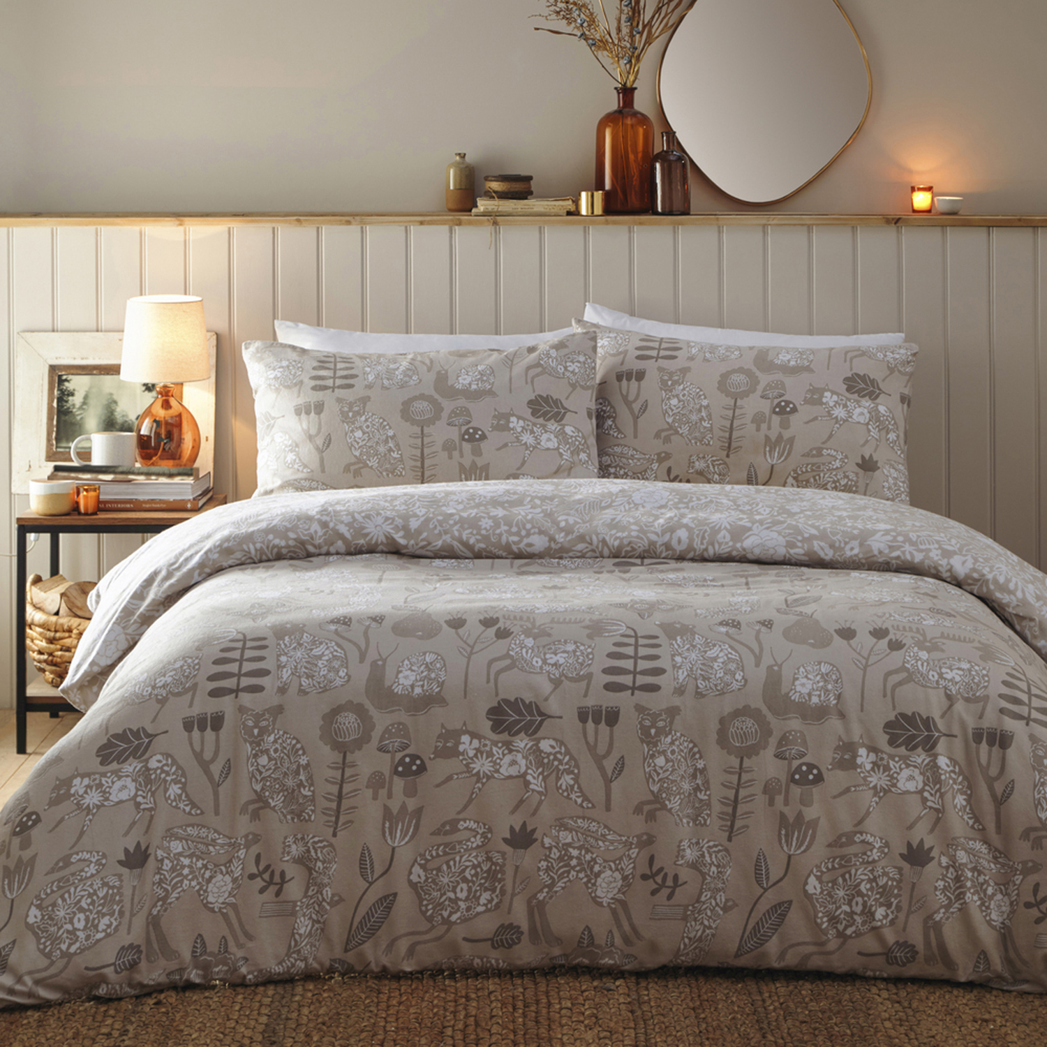 Nook Brushed Cotton Duvet Cover Set - Greige King