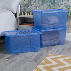Wham Crystal Sparkle 60L Plastic Storage Boxes with Lids