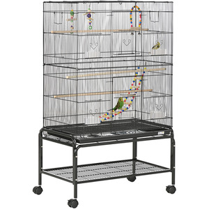 Black PawHut Bird Cage with Stand, Toy, Accessories, for Canaries Finches shot 5772802