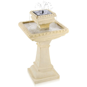 Bianco Solar Powered 2 Tier Bird Bath and Water Feature with LEDs