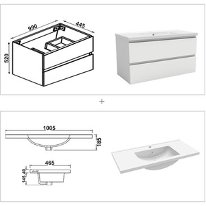 Bathroom Vanity Unit Basin Sink Wall Hung Cabinet