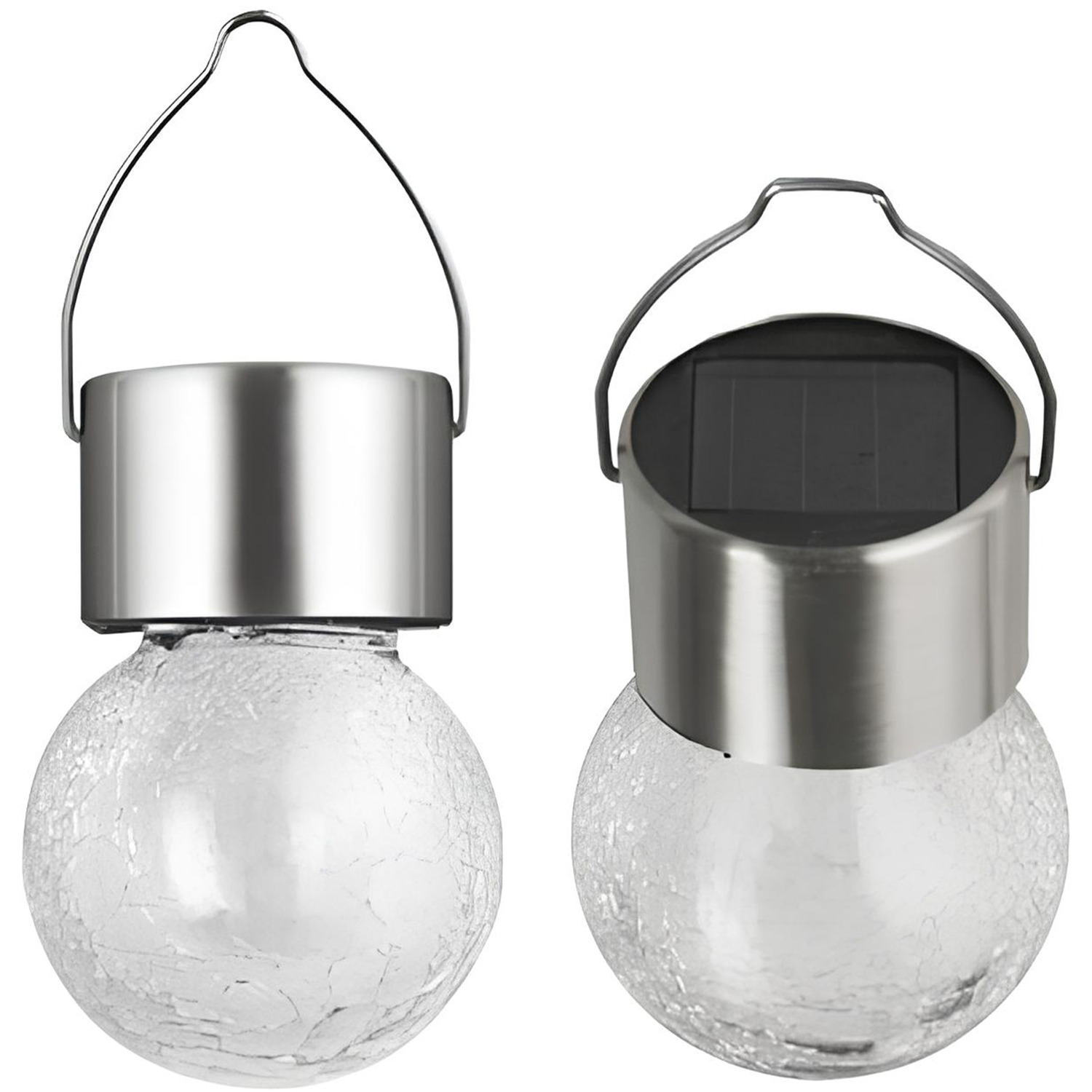 Image of Stainless Steel Hanging Crackle Globe Solar&hellip;