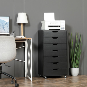 Black Vinsetto Vertical Filing Cabinet, Mobile Office Cabinet with 5 Drawers shot 6133259