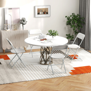 4 PCS Folding Chairs Metal Office Desk Chair with Plastic Seat