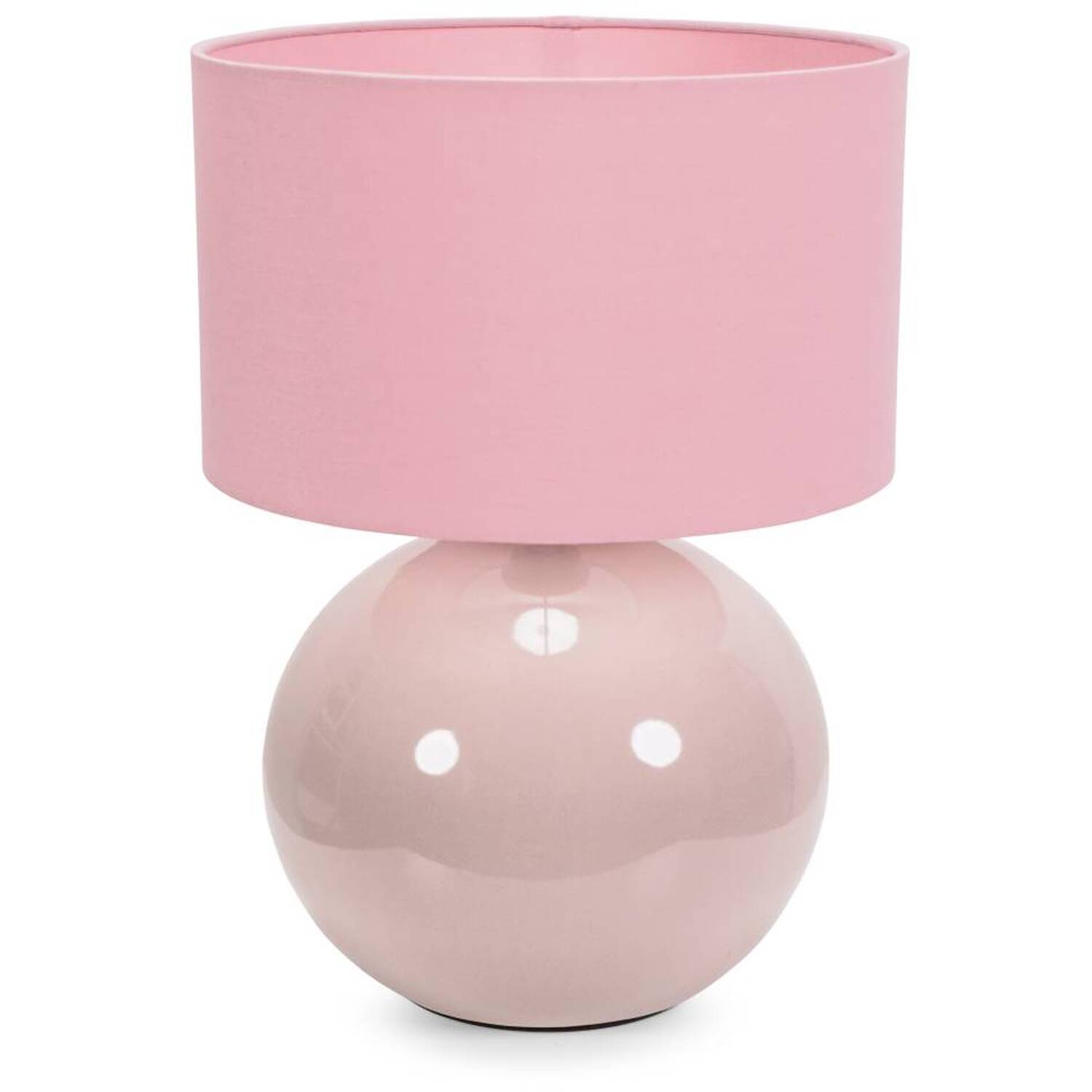 Bosco Stone Table Lamp Drum Shade - Blush / Bulb Included