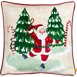 Jolly Santa Let It Snow Printed Piped Cushion