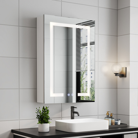 Anti Fog LED Dimmable Mirror Cabinet With Shaver Socket
