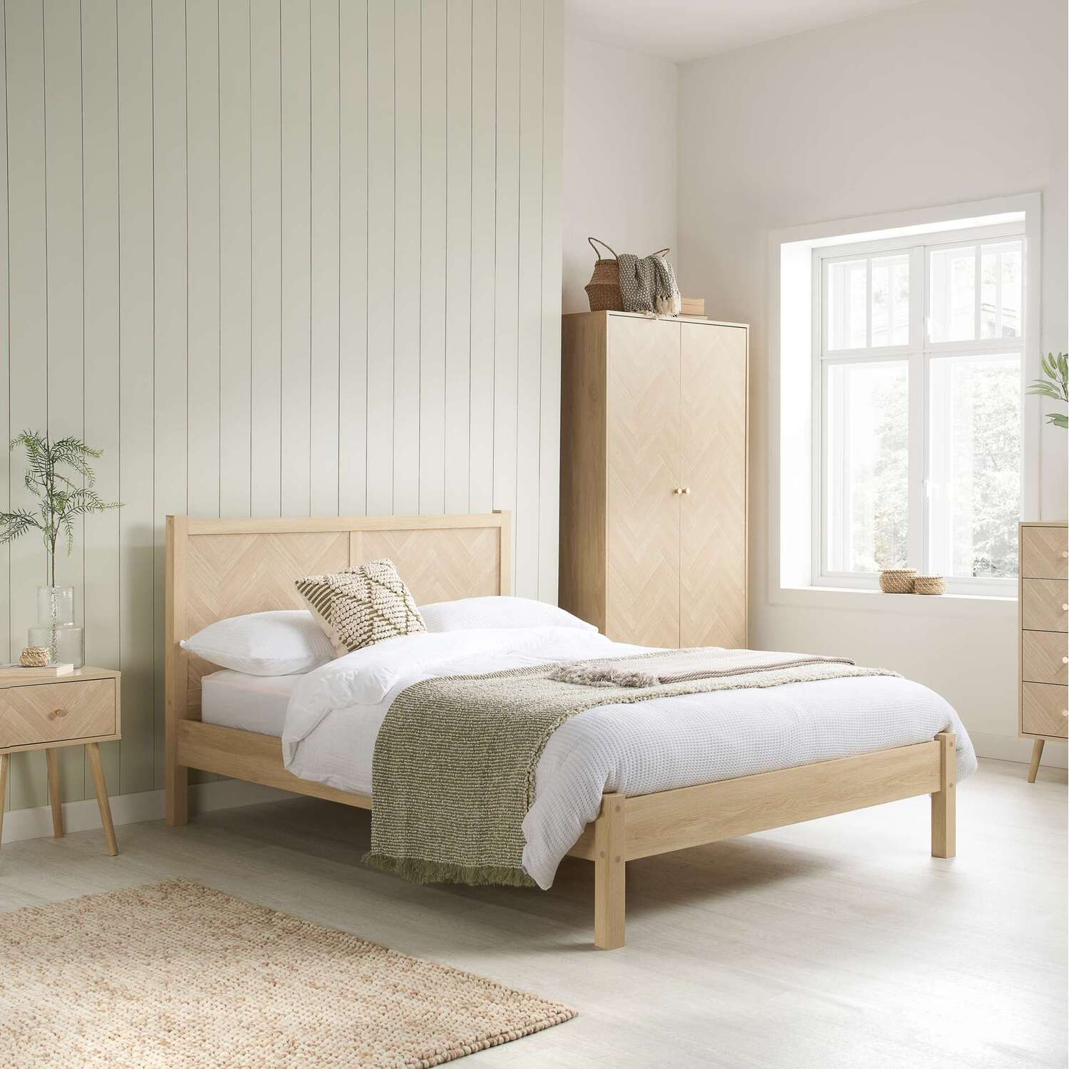 Oak Brown Wooden Bed Frame Birlea Herringford - Oak Double