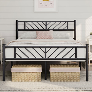 Black / Double Metal Bed Frame with Arrow Design Headboard and Footboard shot 7393148