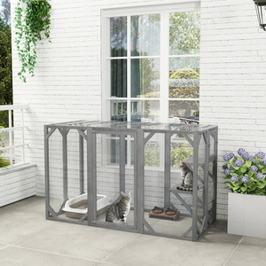 PawHut Wooden Cat House with 3 Platforms
