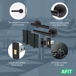 Matt Black / Black Olvera Door Handle Latch Pack Set shot 7706484