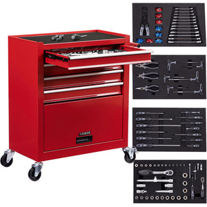 Red Tool Cabinet Cart Workshop Trolley 4 Drawers incl. tools shot 7721785