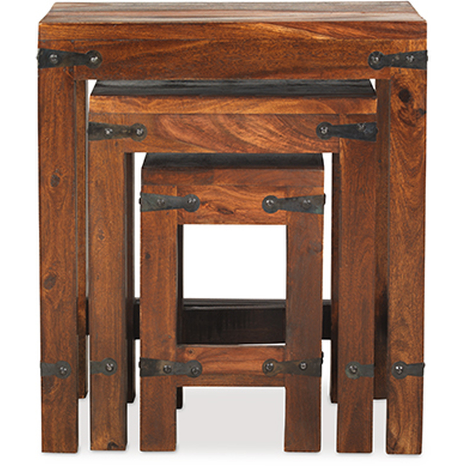 Jali Indian Rosewood Nest Of 3 Tables - Brown