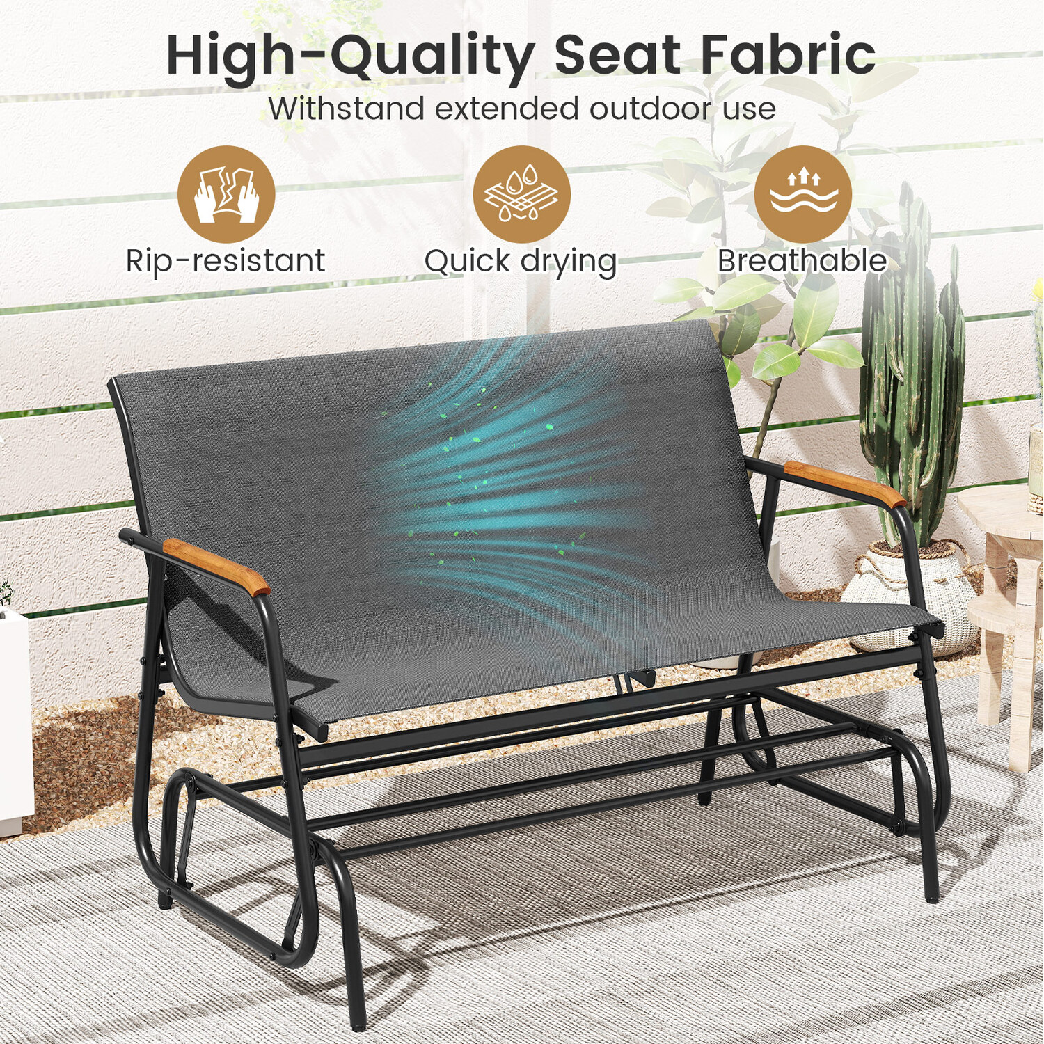 2-person Swing Gliding Loveseat - Grey