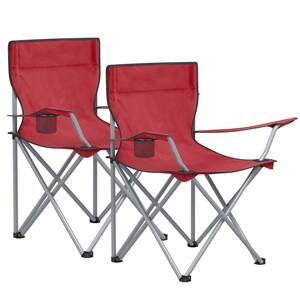 Red Portable Folding Camping Chairs Set of 2 shot 9250979