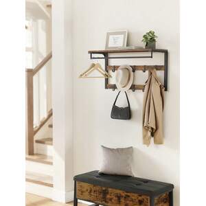 VASAGLE Wall-Mounted Coat Rack Hooks with Shelf