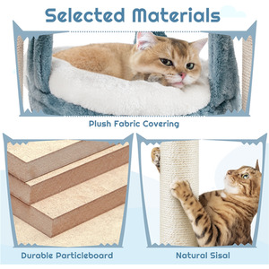 Blue / Particle Board, Plush, Sisal, Foam, Particle Board / 55cm Yaheetech Ocean Themed Cat Tree with Sisal Posts shot 9535126