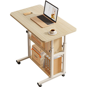 Livingandhome Height Adjustable Mobile Desk with Wheels