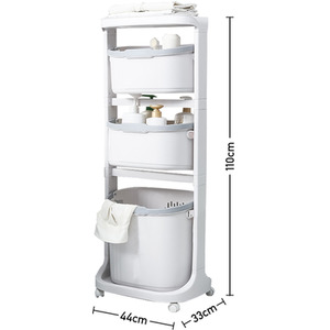 Livingandhome 4-Tier Laundry Basket Shelf with Wheels