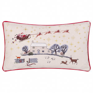 Cotswold Christmas Embroidered Velvet Cushion Cover 50 x 30cm