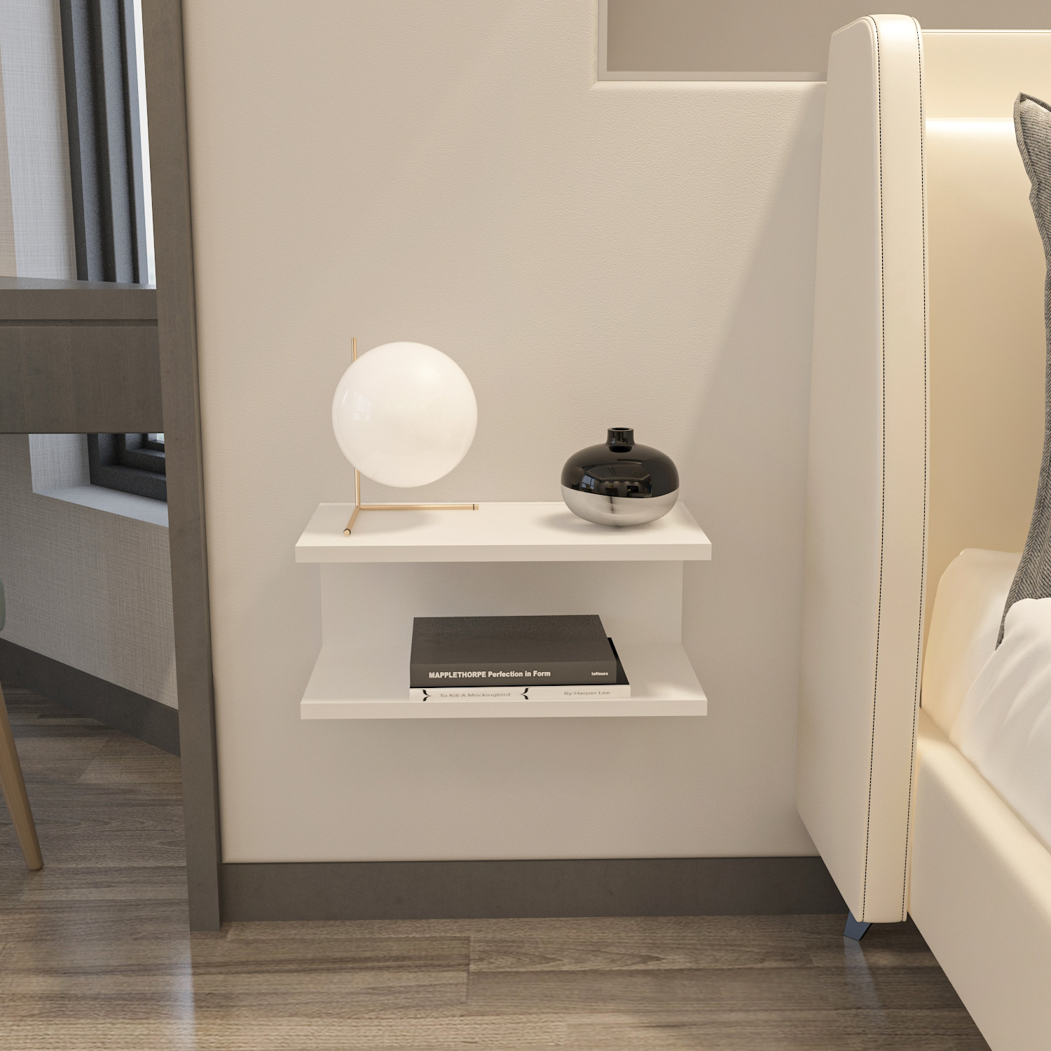 Ramira Floating Bedside Table - White