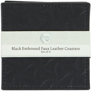 Pack of 4 Embossed Faux Leather Coasters